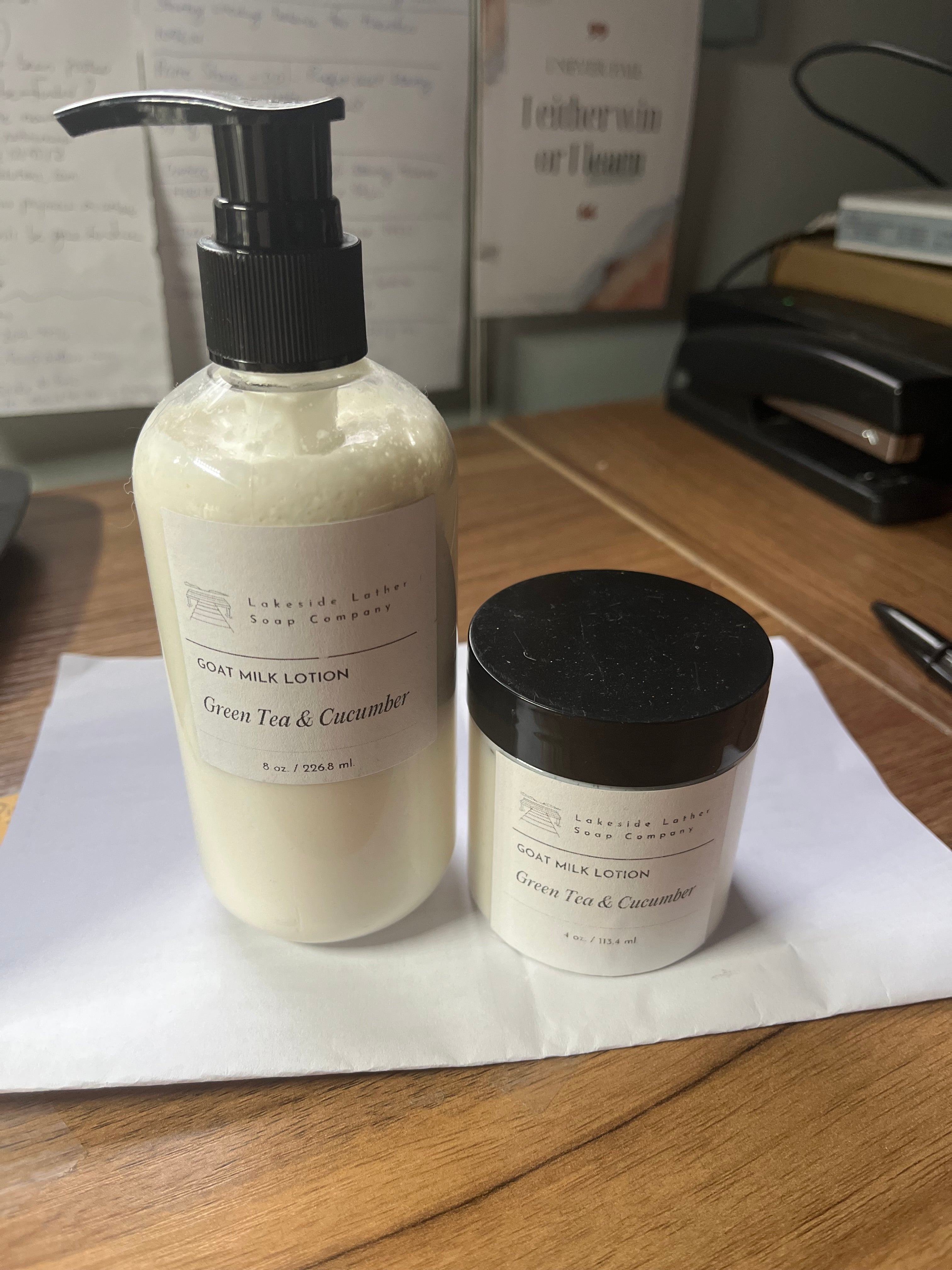 Green Tea and Cucumber Goat milk lotion